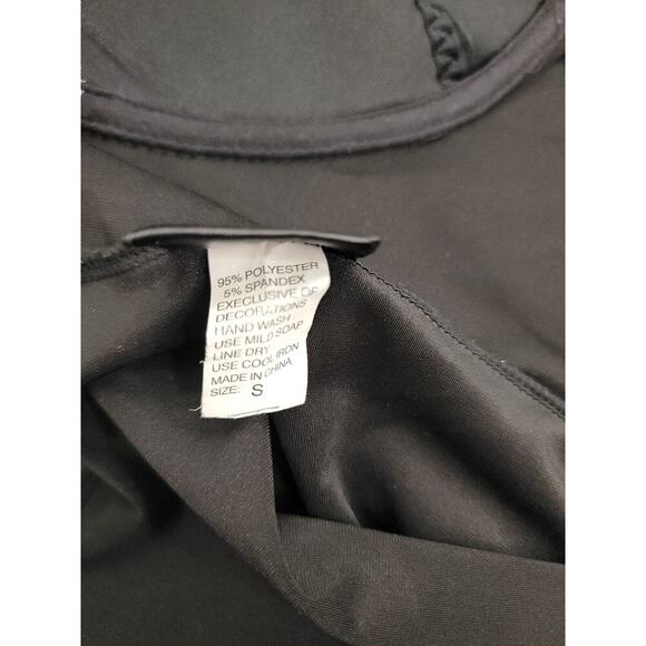 Frederick's Of Hollywood Vtg Black Satin Gothic Maid Size Small Mini Dress - Picture 9 of 9